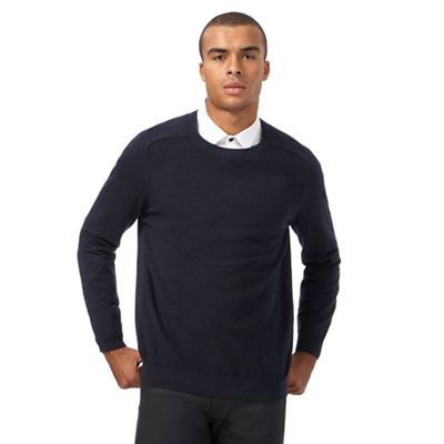 Big and tall navy textured jumper